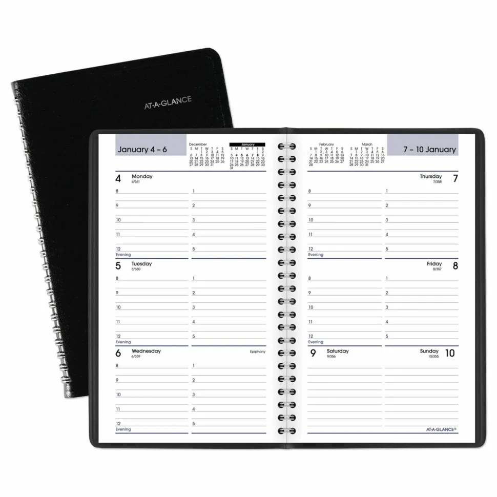 AT-A-GLANCE DayMinder Block Format Weekly Appointment Book, 8.5 x 5.5, Black Cover, 12-Month (Jan to Dec): 2027, 2027 Calendar