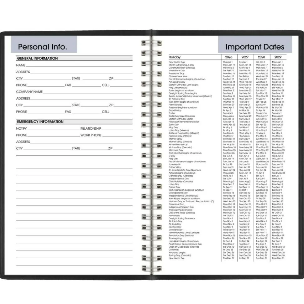 AT-A-GLANCE DayMinder Block Format Weekly Appointment Book, 8.5 x 5.5, Black Cover, 12-Month (Jan to Dec): 2027, 2027 Calendar
