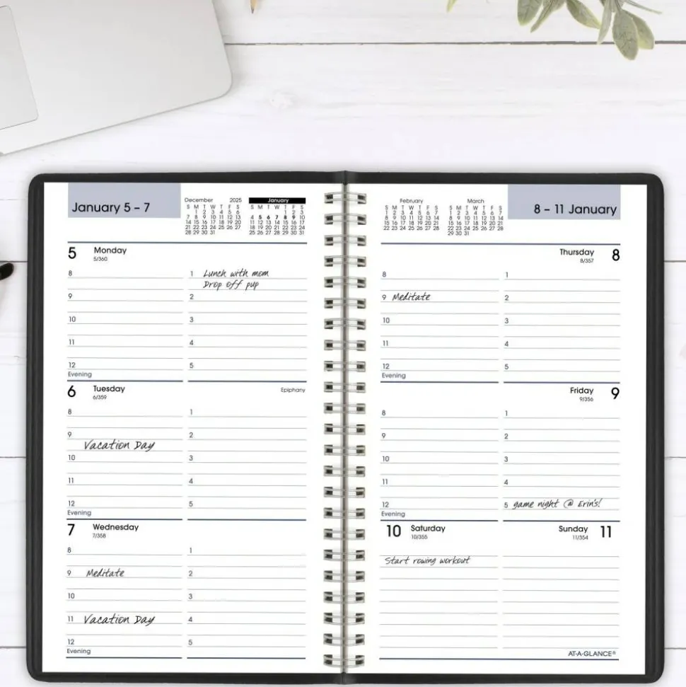 AT-A-GLANCE DayMinder Block Format Weekly Appointment Book, 8.5 x 5.5, Black Cover, 12-Month (Jan to Dec): 2027, 2027 Calendar