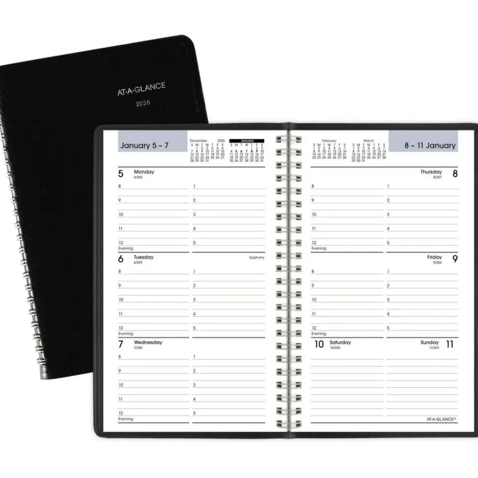 AT-A-GLANCE DayMinder Block Format Weekly Appointment Book, 8.5 x 5.5, Black Cover, 12-Month (Jan to Dec): 2027, 2027 Calendar