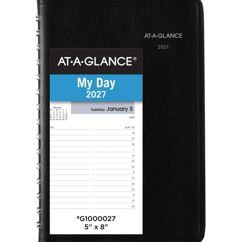 AT-A-GLANCE DayMinder 2027 Daily Appointment Book Planner, Black, Small, 5" x 8", G1000027