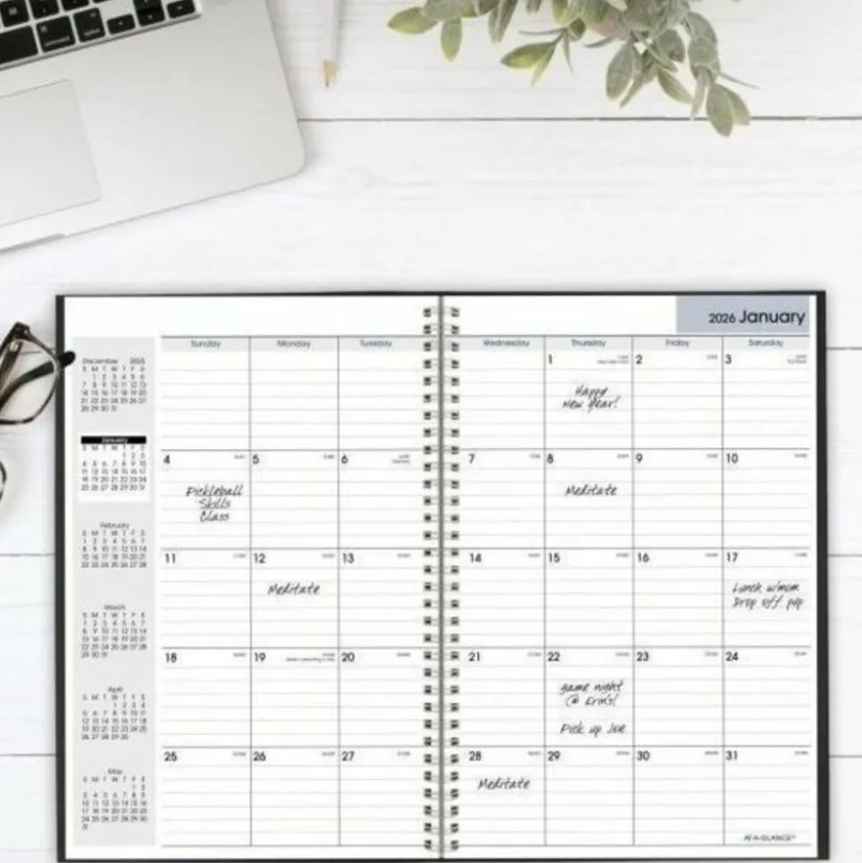 AT-A-GLANCE DayMinder Monthly Planner, Ruled Blocks, 12 x 8, Black Cover, 14-Month: Dec 2026 to Jan 2028, 2027 Calendar