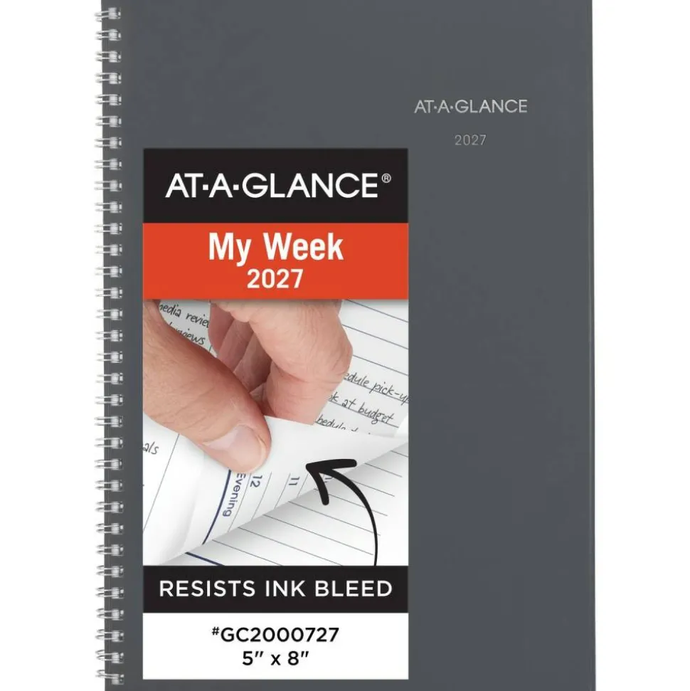 AT-A-GLANCE DayMinder 2027 Weekly Monthly Planner, Gray, Small, 5" x 8"