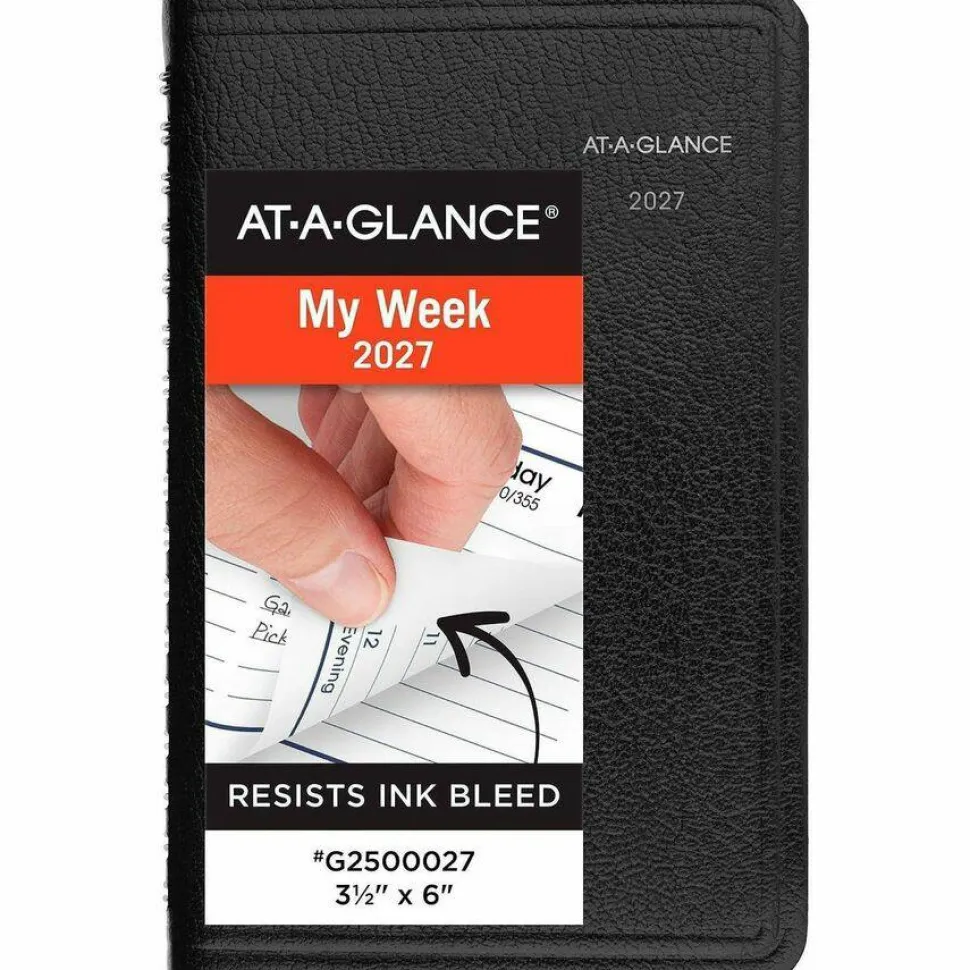 AT-A-GLANCE DayMinder Weekly Pocket Appointment Book with Telephone/Address Section, 6 x 3.5, Black Cover, 12-Month (Jan to Dec): 2027, 2027 Calendar