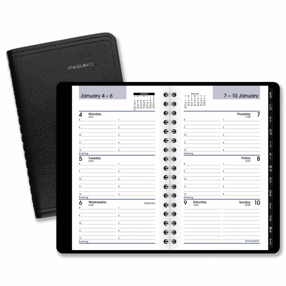 AT-A-GLANCE DayMinder Weekly Pocket Appointment Book with Telephone/Address Section, 6 x 3.5, Black Cover, 12-Month (Jan to Dec): 2027, 2027 Calendar