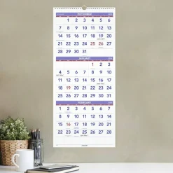 AT-A-GLANCE Deluxe Three-Month Reference Wall Calendar, Vertical Orientation, 12 x 27, White Sheets, 14-Month: Dec 2026 to Jan 2028, 2027 Calendar