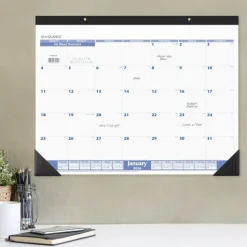 AT-A-GLANCE Desk Pad, 22 x 17, White Sheets, Black Binding, Black Corners, 12-Month (Jan to Dec): 2027, 2027 Calendar