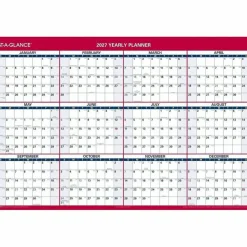 AT-A-GLANCE Erasable Vertical/Horizontal Wall Planner, 32 x 48, White/Blue/Red Sheets, 12-Month (Jan to Dec): 2027, 2027 Calendar