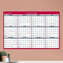 AT-A-GLANCE Erasable Vertical/Horizontal Wall Planner, 32 x 48, White/Blue/Red Sheets, 12-Month (Jan to Dec): 2027, 2027 Calendar