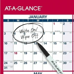 AT-A-GLANCE Erasable Vertical/Horizontal Wall Planner, 32 x 48, White/Blue/Red Sheets, 12-Month (Jan to Dec): 2027, 2027 Calendar