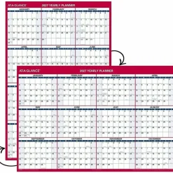 AT-A-GLANCE Erasable Vertical/Horizontal Wall Planner, 32 x 48, White/Blue/Red Sheets, 12-Month (Jan to Dec): 2027, 2027 Calendar