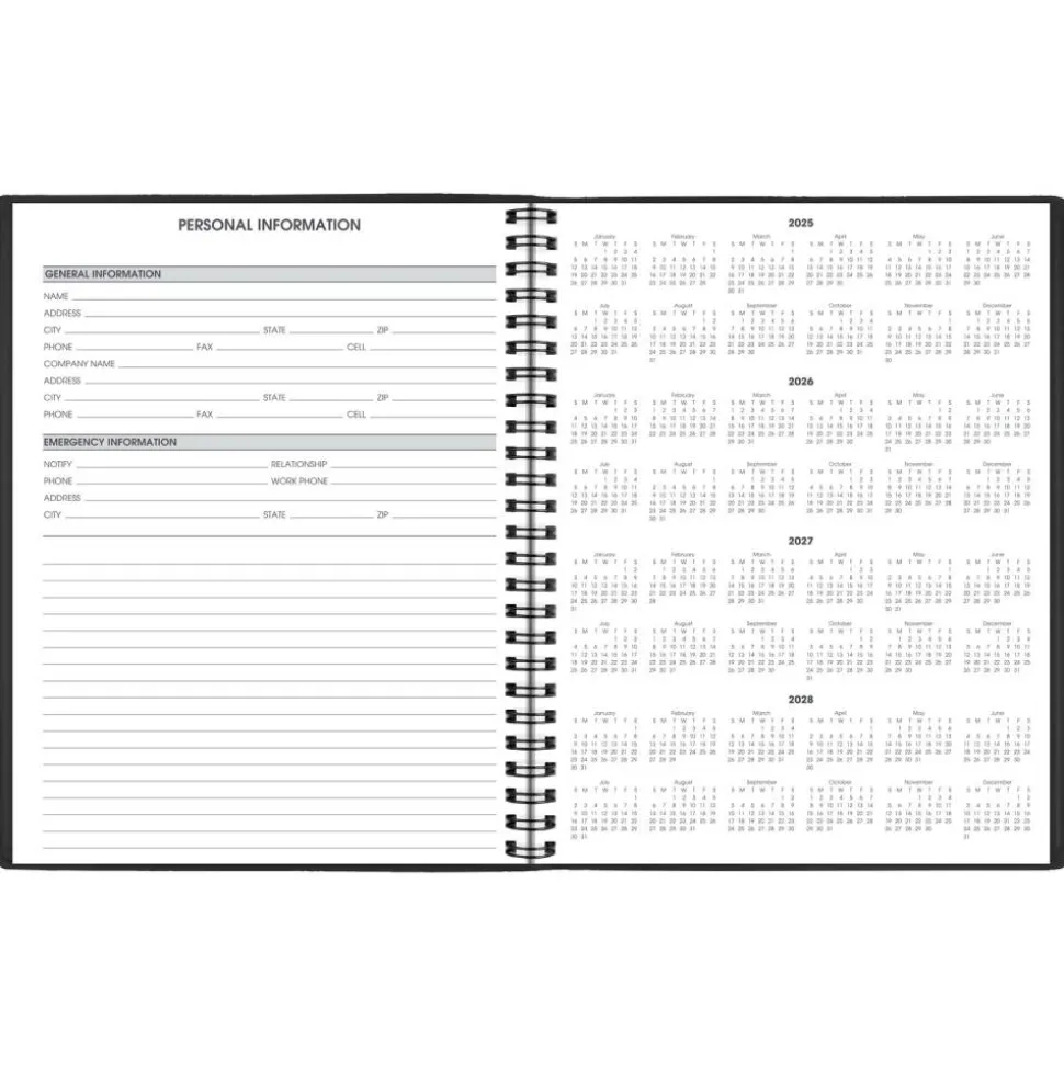 AT-A-GLANCE 24-Hour Daily Appointment Book, 11 x 8.5, Black Cover, 12-Month (Jan to Dec): 2027, 2027 Calendar
