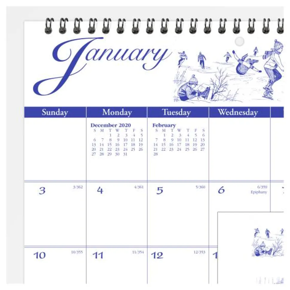 AT-A-GLANCE Illustrator's Edition Wall Calendar, Victorian Illustrations Artwork, 12 x 12, White/Blue Sheets, 12-Month (Jan to Dec): 2027, 2027 Calendar