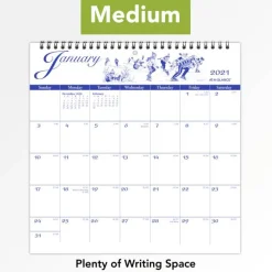 AT-A-GLANCE Illustrator's Edition Wall Calendar, Victorian Illustrations Artwork, 12 x 12, White/Blue Sheets, 12-Month (Jan to Dec): 2027, 2027 Calendar