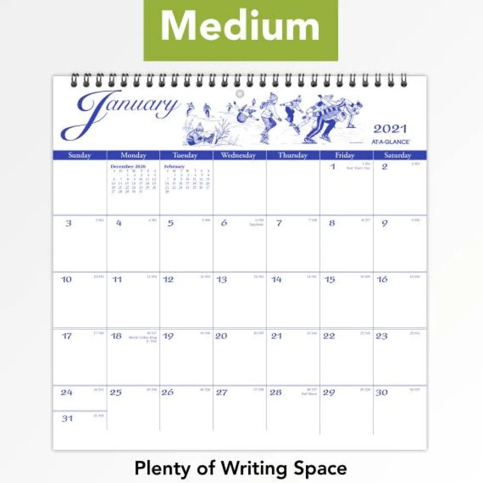 AT-A-GLANCE Illustrator's Edition Wall Calendar, Victorian Illustrations Artwork, 12 x 12, White/Blue Sheets, 12-Month (Jan to Dec): 2027, 2027 Calendar