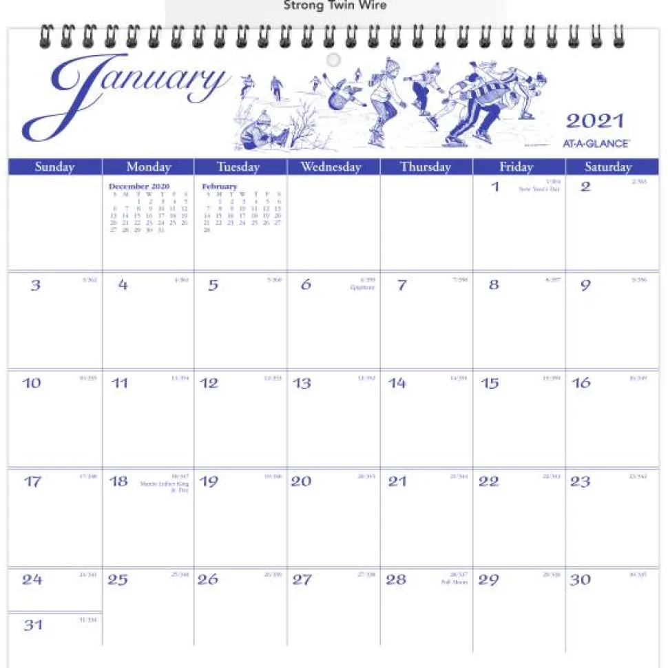 AT-A-GLANCE Illustrator's Edition Wall Calendar, Victorian Illustrations Artwork, 12 x 12, White/Blue Sheets, 12-Month (Jan to Dec): 2027, 2027 Calendar