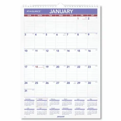 AT-A-GLANCE Monthly Wall Calendar with Ruled Daily Blocks, 12 x 17, White Sheets, 12-Month (Jan to Dec): 2027, 2027 Calendar