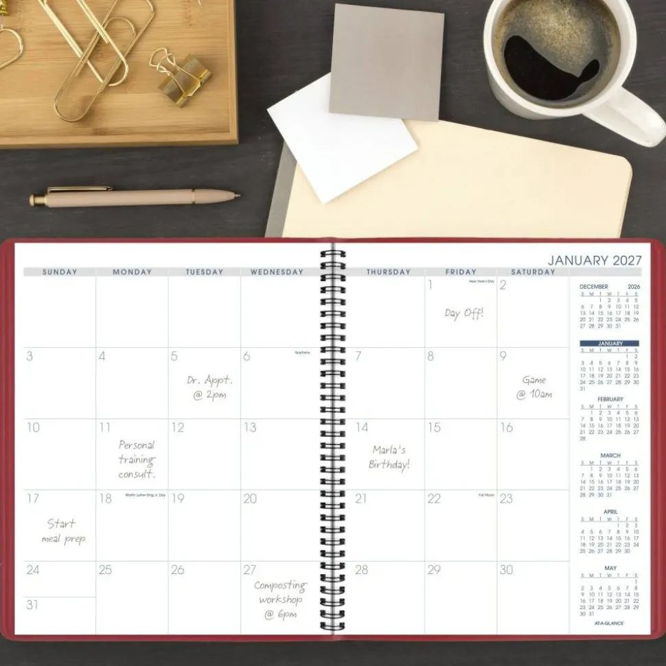 AT-A-GLANCE 2027 15-Month Monthly Planner, Red, Large, 9" x 11"