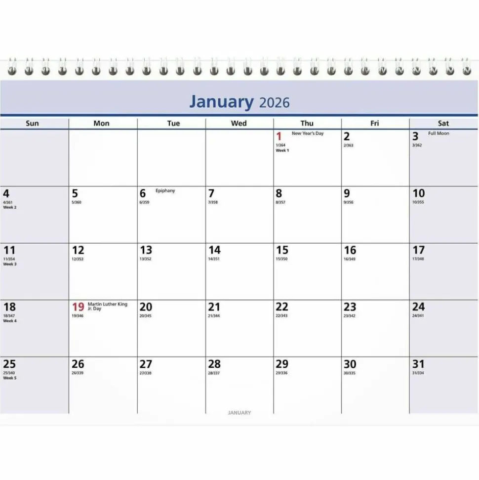AT-A-GLANCE QuickNotes Desk/Wall Calendar, 3-Hole Punched, 11 x 8, White/Blue/Yellow Sheets, 12-Month (Jan to Dec): 2027, 2027 Calendar