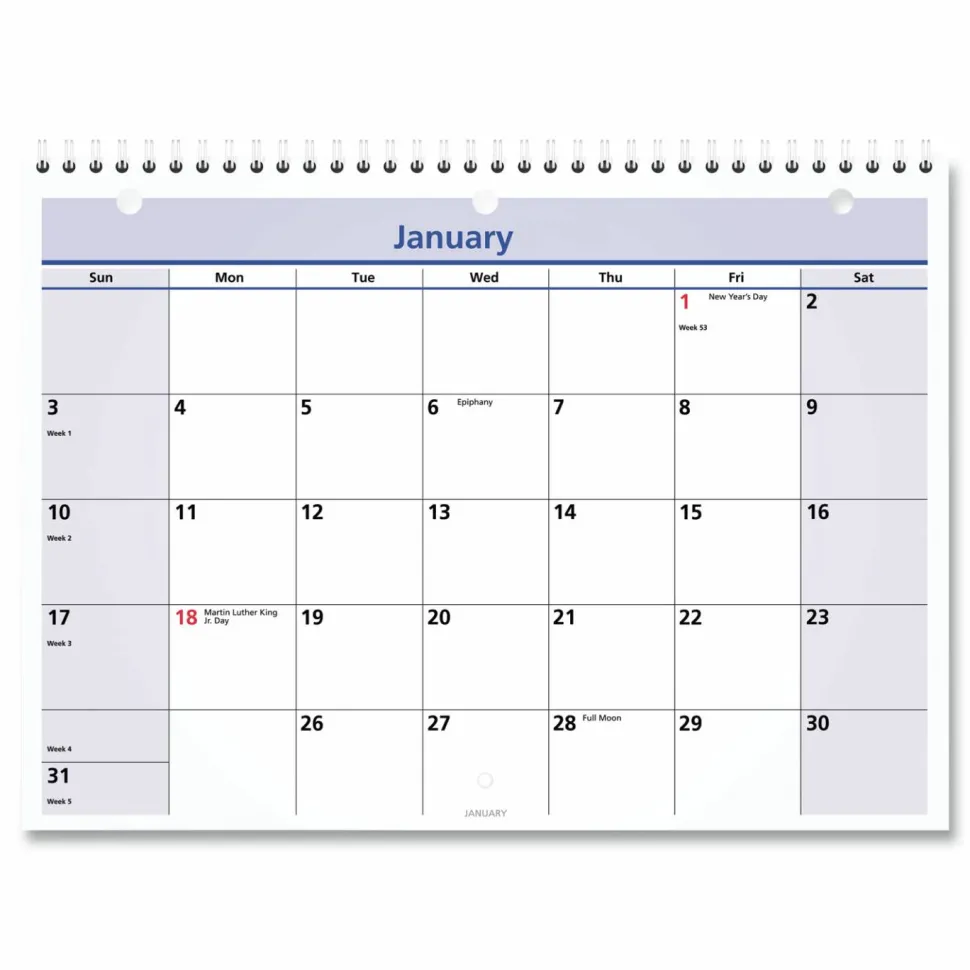 AT-A-GLANCE QuickNotes Desk/Wall Calendar, 3-Hole Punched, 11 x 8, White/Blue/Yellow Sheets, 12-Month (Jan to Dec): 2027, 2027 Calendar
