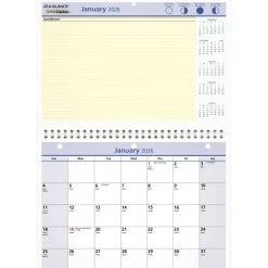 AT-A-GLANCE QuickNotes Desk/Wall Calendar, 3-Hole Punched, 11 x 8, White/Blue/Yellow Sheets, 12-Month (Jan to Dec): 2027, 2027 Calendar