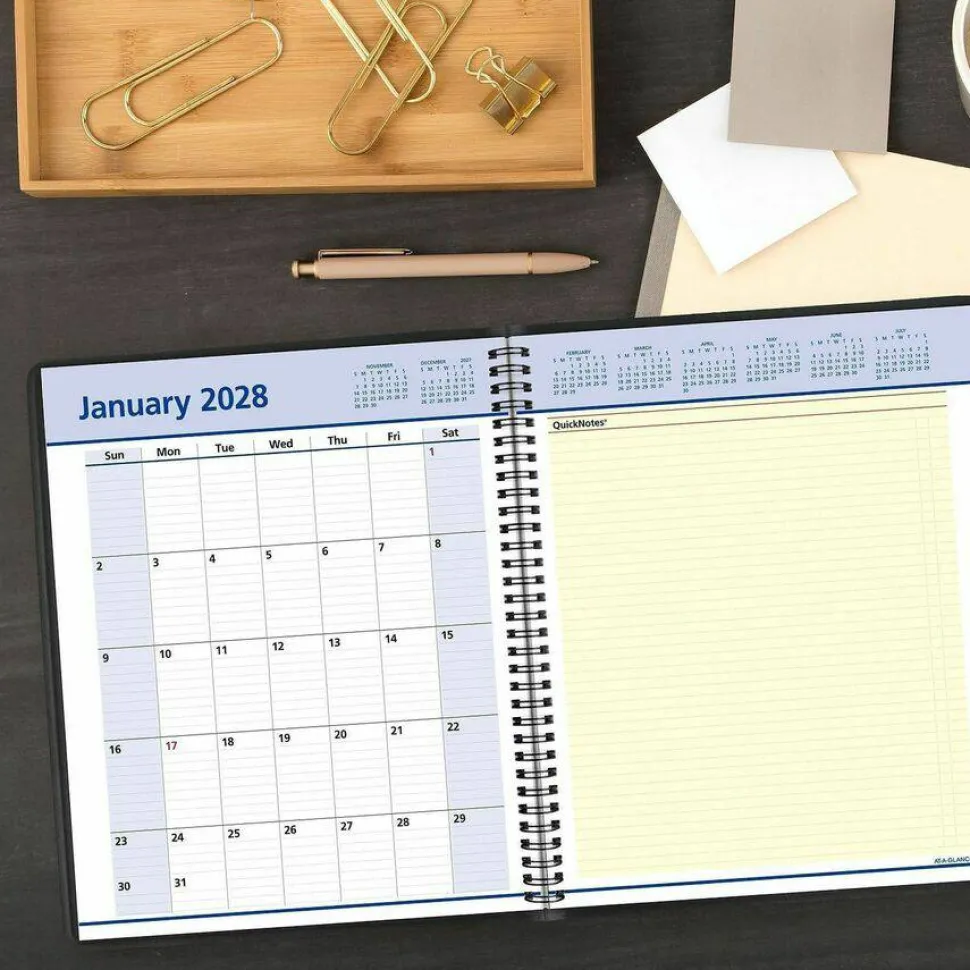 AT-A-GLANCE QuickNotes Weekly Block Format Appointment Book, 10 x 8, Black Cover, 12-Month (Jan to Dec): 2027, 2027 Calendar