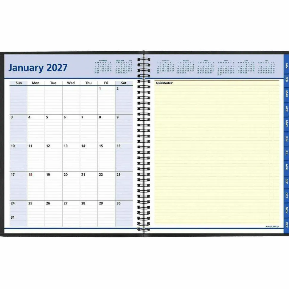 AT-A-GLANCE QuickNotes Weekly Block Format Appointment Book, 10 x 8, Black Cover, 12-Month (Jan to Dec): 2027, 2027 Calendar