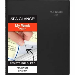 AT-A-GLANCE QuickNotes Weekly Block Format Appointment Book, 10 x 8, Black Cover, 12-Month (Jan to Dec): 2027, 2027 Calendar