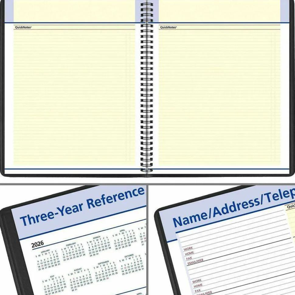 AT-A-GLANCE QuickNotes Weekly Block Format Appointment Book, 10 x 8, Black Cover, 12-Month (Jan to Dec): 2027, 2027 Calendar