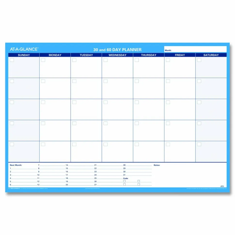 AT-A-GLANCE 30% Recycled Undated Erasable/Reversible Wall Planner, 30/60 Day, 36" x 24", PM23328, Undated Calendar