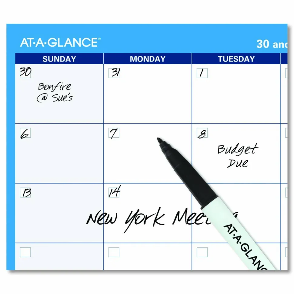 AT-A-GLANCE 30% Recycled Undated Erasable/Reversible Wall Planner, 30/60 Day, 36" x 24", PM23328, Undated Calendar