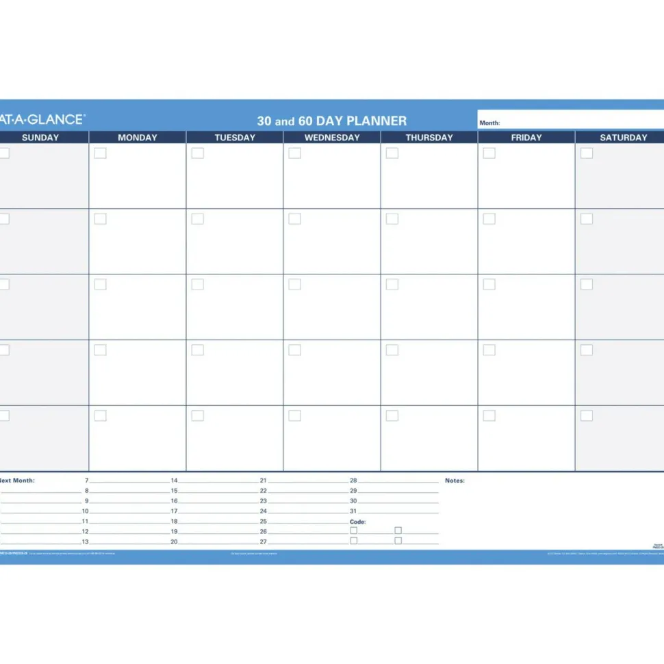 AT-A-GLANCE 30% Recycled Undated Erasable/Reversible Wall Planner, 30/60 Day, 36" x 24", PM23328, Undated Calendar