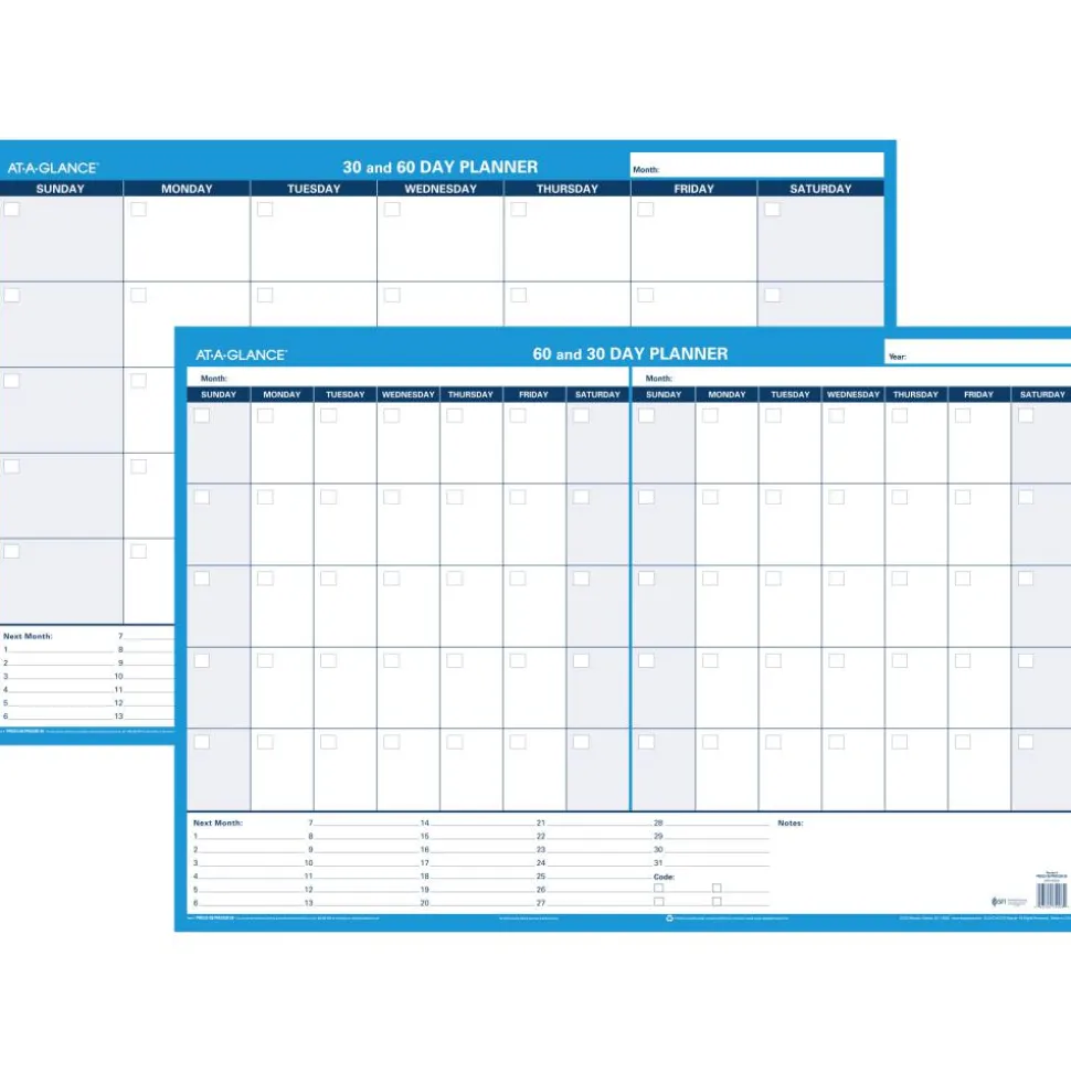 AT-A-GLANCE 30% Recycled Undated Erasable/Reversible Wall Planner, 30/60 Day, 36" x 24", PM23328, Undated Calendar