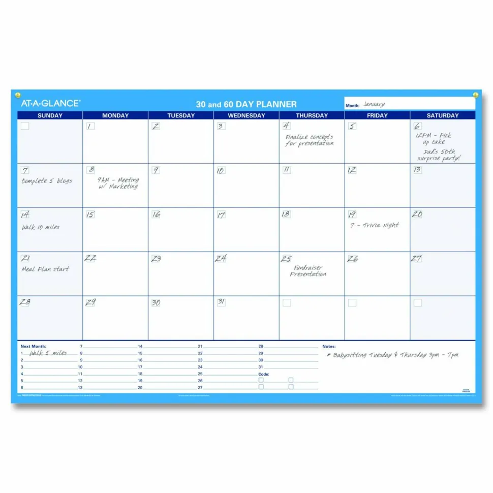 AT-A-GLANCE 30% Recycled Undated Erasable/Reversible Wall Planner, 30/60 Day, 36" x 24", PM23328, Undated Calendar