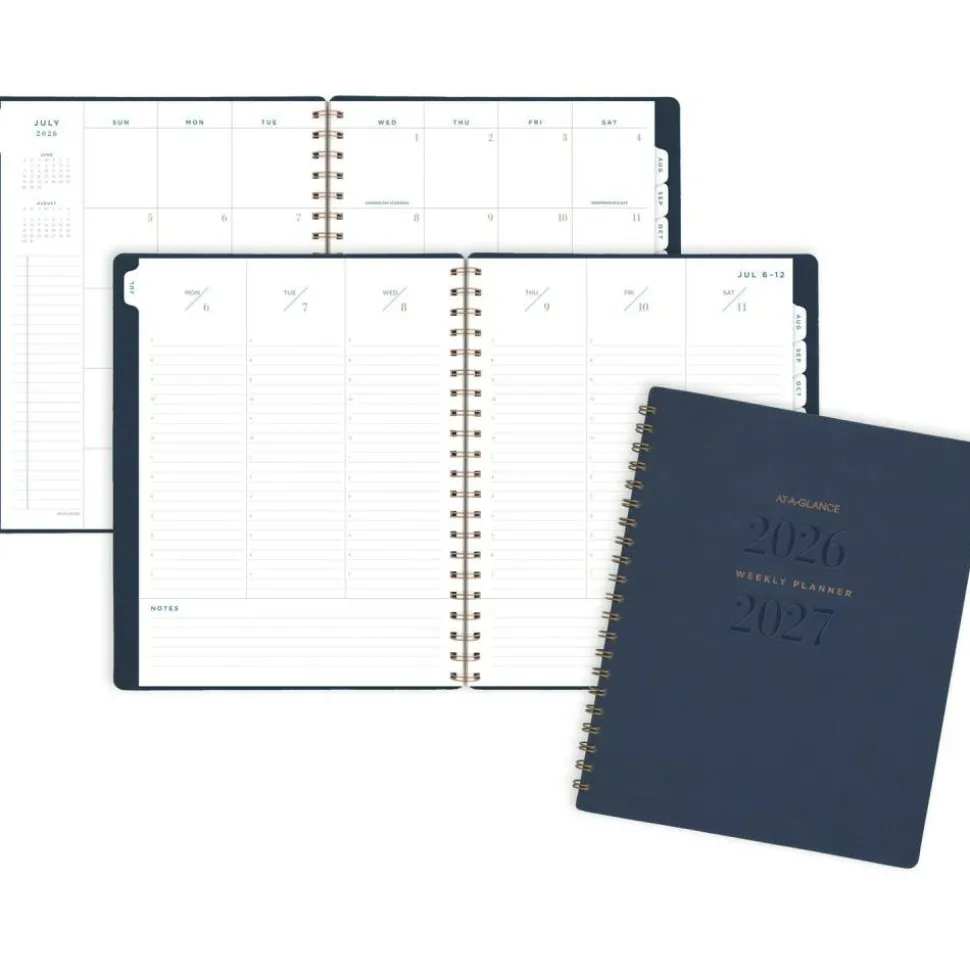 AT-A-GLANCE Signature Collection Academic 2026-2027 Weekly Monthly Planner, Navy, Large, 8 1/2" x 11", 2026 to 2027 Calendar