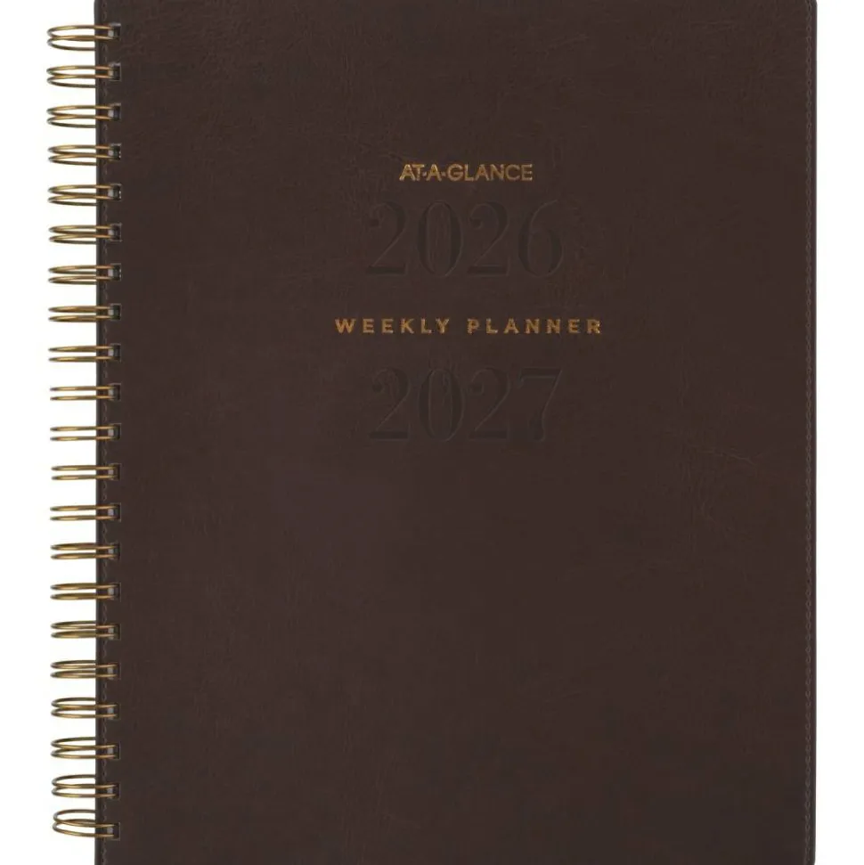 AT-A-GLANCE Signature Collection Academic 2026-2027 Weekly Monthly Planner, Brown, Large, 8 1/2" x 11"