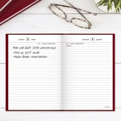 AT-A-GLANCE Standard Diary Daily Reminder Book, 2026 Edition, Medium/College Rule, Red Cover, (201) 8.25 x 5.75 Sheets, 2026 Calendar