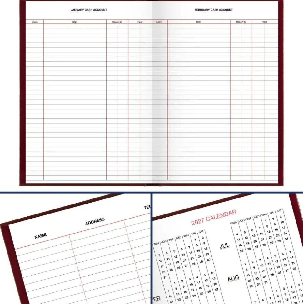AT-A-GLANCE Standard Diary Daily Reminder Book, 2026 Edition, Medium/College Rule, Red Cover, (201) 8.25 x 5.75 Sheets, 2026 Calendar