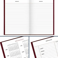 AT-A-GLANCE Standard Diary Daily Reminder Book, 2026 Edition, Medium/College Rule, Red Cover, (201) 8.25 x 5.75 Sheets, 2026 Calendar
