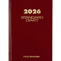 AT-A-GLANCE Standard Diary Daily Reminder Book, 2026 Edition, Medium/College Rule, Red Cover, (201) 8.25 x 5.75 Sheets, 2026 Calendar