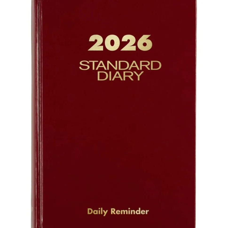 AT-A-GLANCE Standard Diary Daily Reminder Book, 2026 Edition, Medium/College Rule, Red Cover, (201) 8.25 x 5.75 Sheets, 2026 Calendar