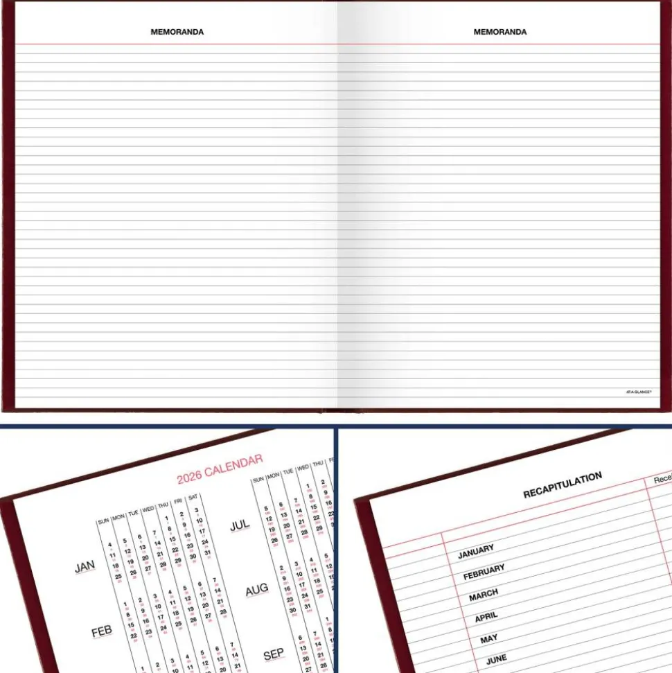 AT-A-GLANCE Standard Diary Daily Diary, 2027 Edition, Medium/College Rule, Red Cover, (200) 9.5 x 7.5 Sheets, 2027 Calendar