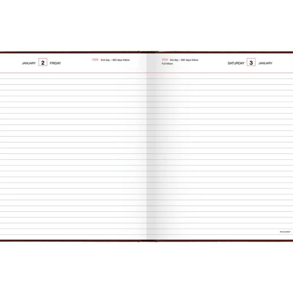 AT-A-GLANCE Standard Diary Daily Diary, 2027 Edition, Medium/College Rule, Red Cover, (200) 9.5 x 7.5 Sheets, 2027 Calendar