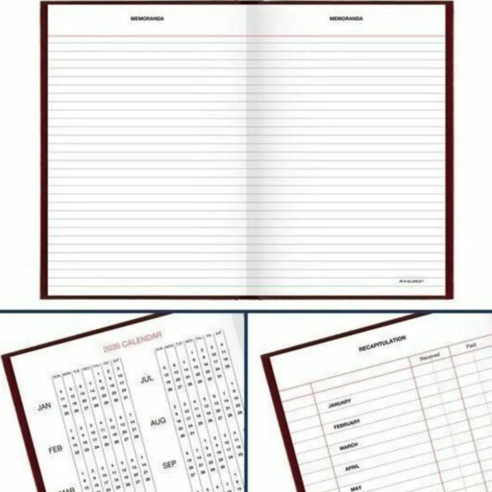 AT-A-GLANCE Standard Diary Daily Reminder Book, 2027 Edition, Medium/College Rule, Red Cover, (201) 7.5 x 5 Sheets, 2027 Calendar