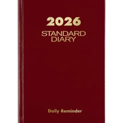 AT-A-GLANCE Standard Diary Daily Reminder Book, 2027 Edition, Medium/College Rule, Red Cover, (201) 7.5 x 5 Sheets, 2027 Calendar