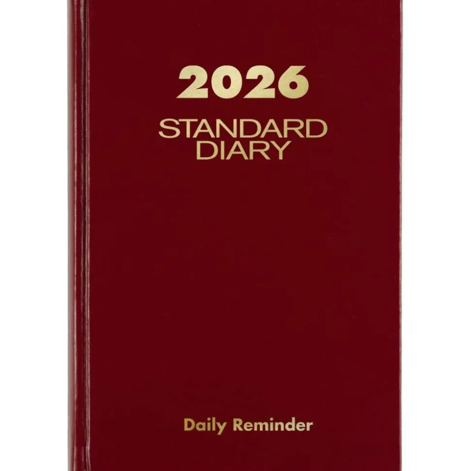 AT-A-GLANCE Standard Diary Daily Reminder Book, 2027 Edition, Medium/College Rule, Red Cover, (201) 7.5 x 5 Sheets, 2027 Calendar
