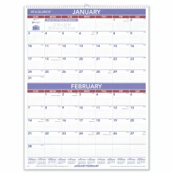 AT-A-GLANCE Two-Month Wall Calendar, 22 x 29, White/Blue/Red Sheets, 12-Month (Jan to Dec): 2027, 2027 Calendar