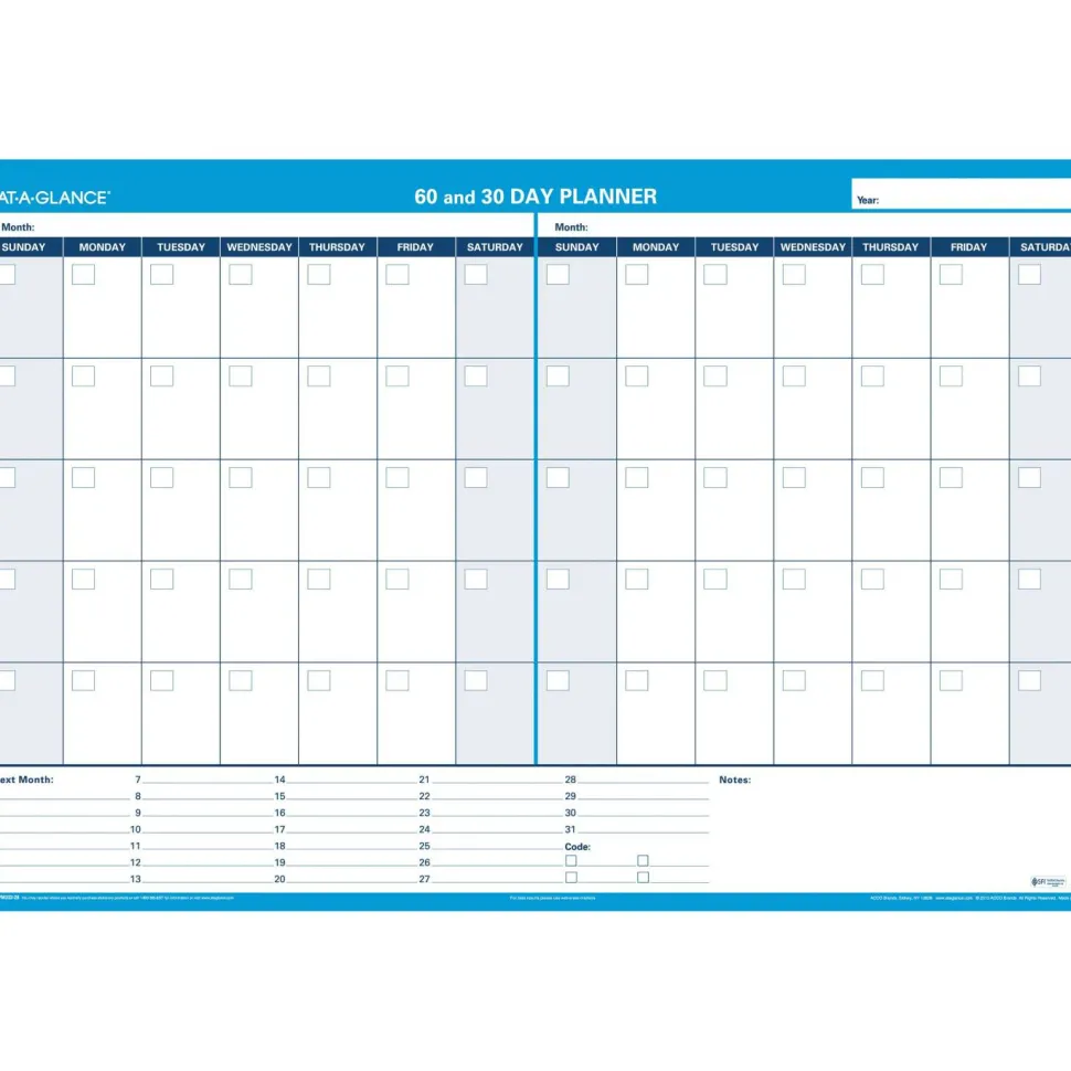 AT-A-GLANCE Undated Erasable/Reversible Wall Planner, 30/60 Day, 48" x 32", 30% Recycled, PM33328, Undated Calendar
