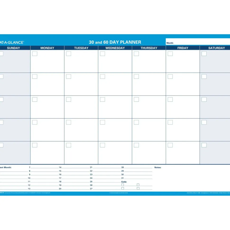 AT-A-GLANCE Undated Erasable/Reversible Wall Planner, 30/60 Day, 48" x 32", 30% Recycled, PM33328, Undated Calendar