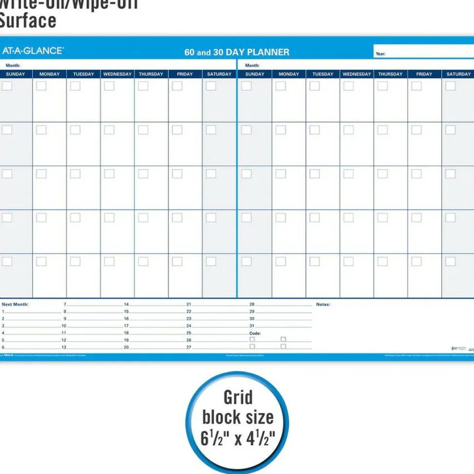 AT-A-GLANCE Undated Erasable/Reversible Wall Planner, 30/60 Day, 48" x 32", 30% Recycled, PM33328, Undated Calendar